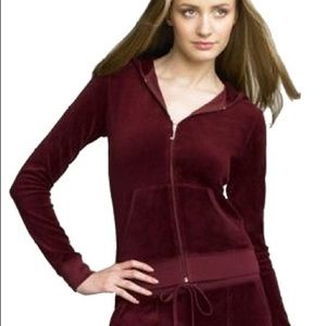JUICY COUTURE burgundy terry zip up